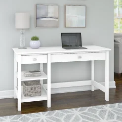 Computer Desks*Bush Furniture Broadview 54"W Computer Desk with Shelves, Pure White (BDD154WH-03)