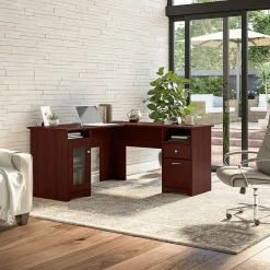 Corner Desks*Bush Furniture Cabot L Shaped Desk, (WC31430K) Harvest Cherry