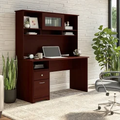 Computer Desks*Bush Furniture Cabot 60"W Computer Desk with Hutch, (CAB042HVC) Harvest Cherry