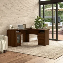 Office Desks*Bush Furniture Cabot 60"W L Shaped Computer Desk, (WC31030-03K) Modern Walnut