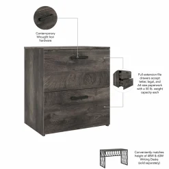 File Cabinets*Bush Furniture City Park 2 Drawer Lateral File Cabinet, (CPF127GH-03) Dark Gray Hickory