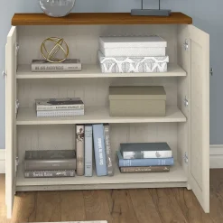 Storage Cabinets*Bush Furniture Fairview Small Storage Cabinet with Doors, (WC53296-03) Antique White/Tea Maple