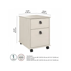 File Cabinets*Bush Furniture Homestead 2-Drawer Mobile File Cabinet, Letter Size, Linen White Oak (HOF117LW-03)