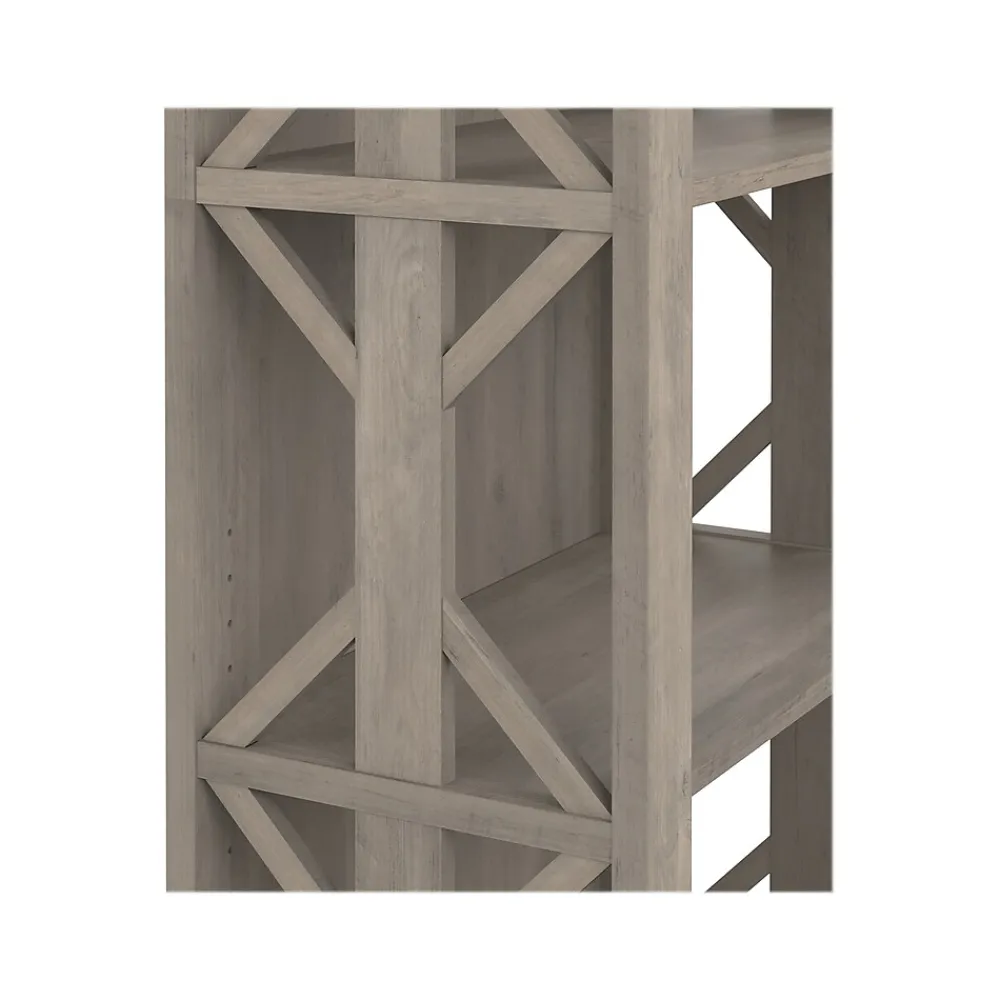 Bookcases*Bush Furniture Homestead 66.3"H 4-Shelf Bookcase with Adjustable Shelves, Driftwood Gray Laminated Wood (HOB166DG-03)