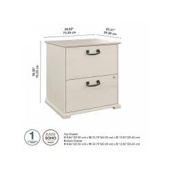 File Cabinets*Bush Furniture Homestead 2-Drawer Lateral File Cabinet, Letter/Legal Size, Lockable, Linen White Oak (HOF129LW-Z)