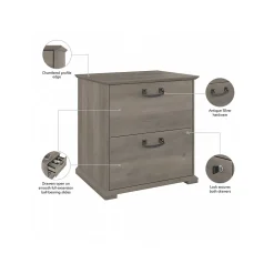 File Cabinets*Bush Furniture Homestead 2-Drawer Lateral File Cabinet, Letter/Legal Size, Lockable, Driftwood Gray (HOF129DG-Z)