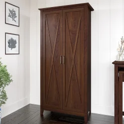 Storage Cabinets*Bush Furniture Key West 65.98" Tall Storage Cabinet with Doors and 5 Shelves, Bing Cherry (KWS266BC-03)