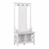 Storage Cabinets*Bush Furniture Key West 66" Hall Tree with Shoe Storage Bench, Pure White Oak (KWS166WT-03)