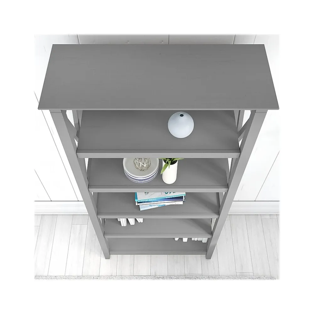 Bookcases*Bush Furniture Key West 66"H 5-Shelf Bookcase with Adjustable Shelves, Cape Cod Gray Laminated Wood (KWB132CG-03)