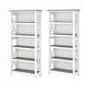 Bookcases*Bush Furniture Key West 66"H 5-Shelf Bookcase with Adjustable Shelves, Shiplap Gray/Pure White Laminated Wood, 2/Set (KWS046G2W)
