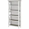 Bookcases*Bush Furniture Key West 5-Shelf 66"H Bookcase, Shiplap Gray/Pure White (KWB132G2W-03)