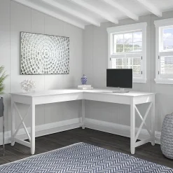Computer Desks*Bush Furniture Key West 60"W L-Shaped Desk, Pure White Oak (KWD160WT-03)