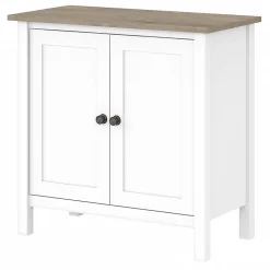 Storage Cabinets*Bush Furniture Mayfield 30" Storage Cabinet with 2 Shelves, Pure White/Shiplap Gray (MAS131GW2-03)