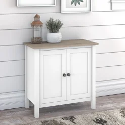 Storage Cabinets*Bush Furniture Mayfield 30" Storage Cabinet with 2 Shelves, Pure White/Shiplap Gray (MAS131GW2-03)
