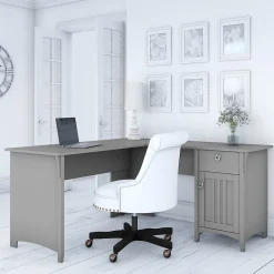 L-Desks*Bush Furniture Salinas 60"W L Shaped Desk with Storage, (SAD160CG-03) Cape Cod Gray