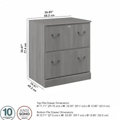 File Cabinets*Bush Furniture Saratoga 2-Drawer Lateral File Cabinet, Locking, Modern Gray (EX45854-03)