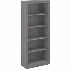 Bookcases*Bush Furniture Saratoga 72"H 5-Shelf Bookcase with Adjustable Shelves, Modern Gray Laminate (W1655C-03)