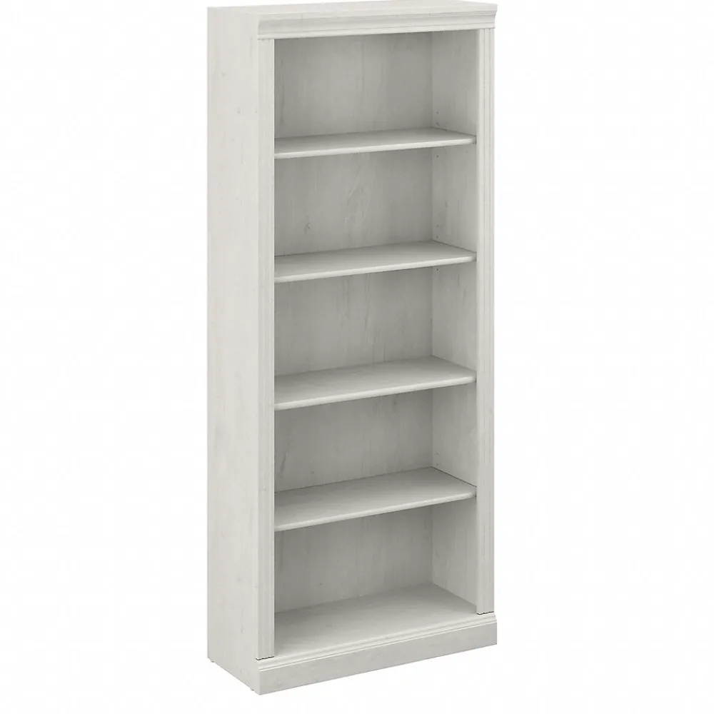 Bookcases*Bush Furniture Saratoga 72"H 5-Shelf Bookcase with Adjustable Shelves, Linen White Oak Laminate (W1645C-03)