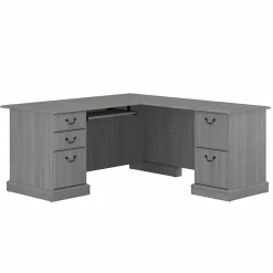L-Desks*Bush Furniture Saratoga 66"W L Shaped Computer Desk with Drawers, Modern Gray (EX45870-03K)