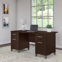 Computer Desks*Bush Furniture Somerset 60"W Office Desk with Drawers, (WC81828K) Mocha Cherry