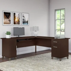 L-Desks*Bush Furniture Somerset 72"W L Shaped Desk with Storage, (WC81810K) Mocha Cherry