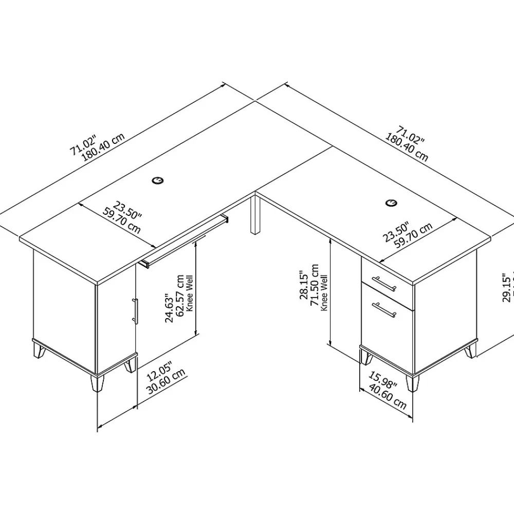 L-Desks*Bush Furniture Somerset 72"W L Shaped Desk with Storage, (WC81810K) Mocha Cherry