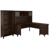 L-Desks*Bush Furniture Somerset 72"W L Shaped Desk with Hutch and 5 Shelf Bookcase, Mocha Cherry (SET011MR)