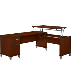L-Desks*Bush Furniture Somerset 72"W 3 Position Sit to Stand L Shaped Desk, (SET014HC) Hansen Cherry