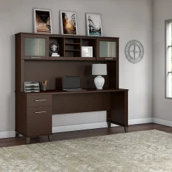 Computer Desks*Bush Furniture Somerset 72"W Office Desk with Drawers and Hutch, (SET018MR) Mocha Cherry