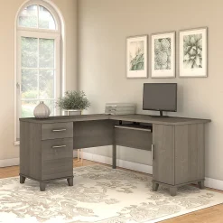 L-Desks*Bush Furniture Somerset 60"W L Shaped Desk with Storage, (WC81630K) Ash Gray