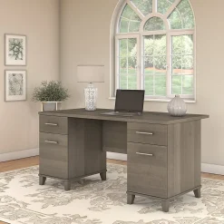 Computer Desks*Bush Furniture Somerset 60"W Office Desk with Drawers, (WC81628K) Ash Gray