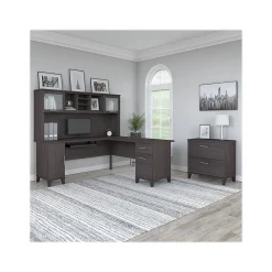 L-Desks*Bush Furniture Somerset 72"W L Shaped Desk with Hutch and Lateral File Cabinet, (SET009SG) Storm Gray