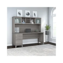 Computer Desks*Bush Furniture Somerset 72"W Office Desk with Drawers and Hutch, (SET018PG) Platinum Gray