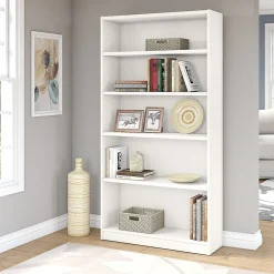 Bookcases*Bush Furniture Universal 72"H 5-Shelf Bookcase with Adjustable Shelves, Pure White (WL12417)