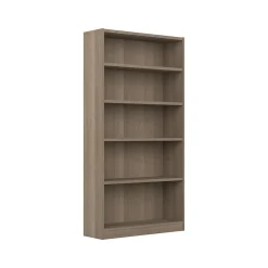 Bookcases*Bush Furniture Universal 72"H 5-Shelf Bookcase with Adjustable Shelves, Ash Gray Laminated Wood (WL12427)