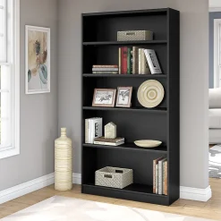 Bookcases*Bush Furniture Universal 72"H 5-Shelf Bookcase with Adjustable Shelves, Black (WL12436)