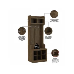 Storage Cabinets*Bush Furniture Woodland Entryway Storage Set with Hall Trees and Shoe Bench with Doors, Ash Brown (WDL011ABR)
