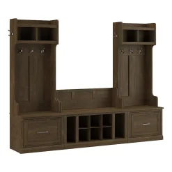 Storage Cabinets*Bush Furniture Woodland Entryway Storage Set with Hall Trees and Shoe Bench with Drawers, Ash Brown (WDL012ABR)