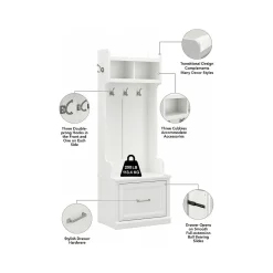 Storage Cabinets*Bush Furniture Woodland Entryway Storage Set with Hall Trees and Shoe Bench with Drawers, White Ash (WDL012WAS)