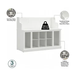 Storage Cabinets*Bush Furniture Woodland Entryway Storage Set with Hall Trees and Shoe Bench with Drawers, White Ash (WDL012WAS)