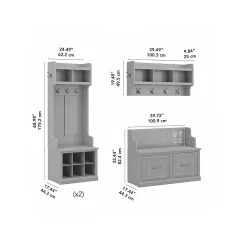 Storage Cabinets*Bush Furniture Woodland Full Entryway Storage Set with Coat Rack and Shoe Bench with Doors, Cape Cod Gray (WDL013CG)