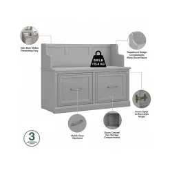 Storage Cabinets*Bush Furniture Woodland Full Entryway Storage Set with Coat Rack and Shoe Bench with Doors, Cape Cod Gray (WDL013CG)