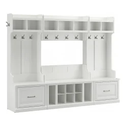 Storage Cabinets*Bush Furniture Woodland Full Entryway Storage Set with Coat Rack and Shoe Bench with Drawers, White Ash (WDL014WAS)