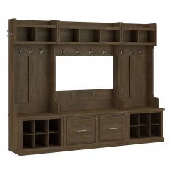 Storage Cabinets*Bush Furniture Woodland Full Entryway Storage Set with Coat Rack and Shoe Bench with Doors, Ash Brown (WDL013ABR)