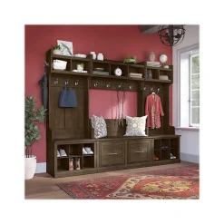 Storage Cabinets*Bush Furniture Woodland Full Entryway Storage Set with Coat Rack and Shoe Bench with Doors, Ash Brown (WDL013ABR)