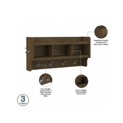 Storage Cabinets*Bush Furniture Woodland Full Entryway Storage Set with Coat Rack and Shoe Bench with Doors, Ash Brown (WDL013ABR)