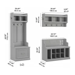 Storage Cabinets*Bush Furniture Woodland Full Entryway Storage Set with Coat Rack and Shoe Bench with Drawers, Cape Cod Gray (WDL014CG)
