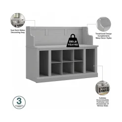 Storage Cabinets*Bush Furniture Woodland Full Entryway Storage Set with Coat Rack and Shoe Bench with Drawers, Cape Cod Gray (WDL014CG)