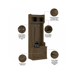Storage Cabinets*Bush Furniture Woodland 24W Hall Tree and Small Shoe Bench with Drawer, Ash Brown (WDL007ABR)