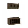Storage Cabinets*Bush Furniture Woodland 40W Shoe Storage Bench with Shelves and Wall Mounted Coat Rack, Ash Brown (WDL004ABR)
